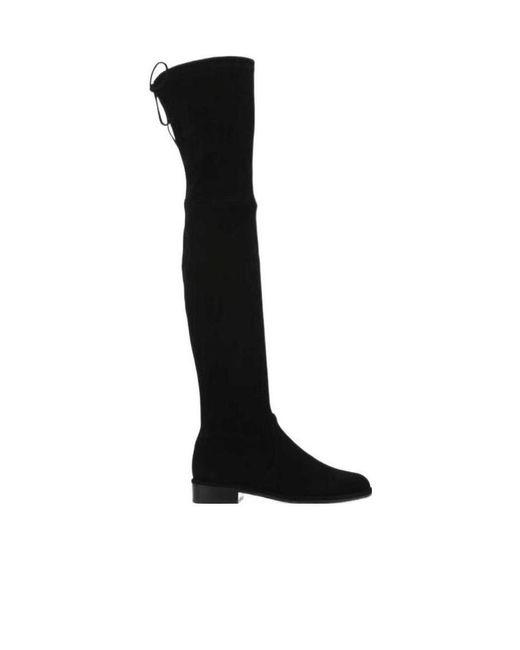 Stuart Weitzman Black Suede Knee-Length Boots