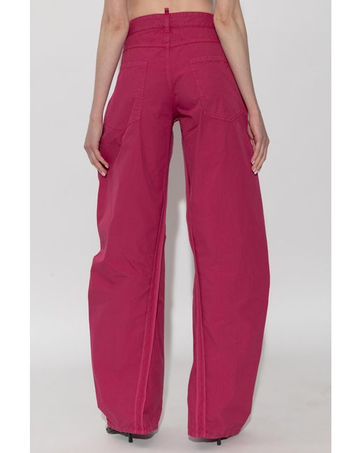 DSquared² Pink Appliquéd Wide-Leg Pants