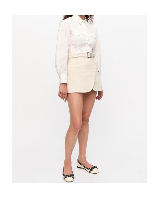Ganni Natural Cotton Melange Mini Skirt