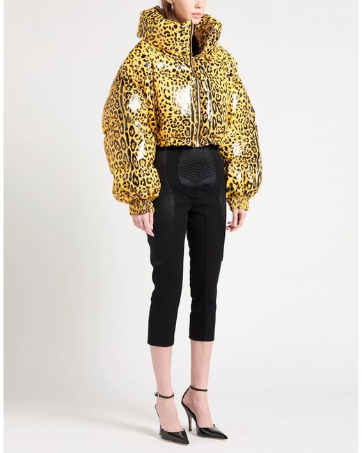 Dolce & Gabbana Yellow Leopard Print Down Jacket