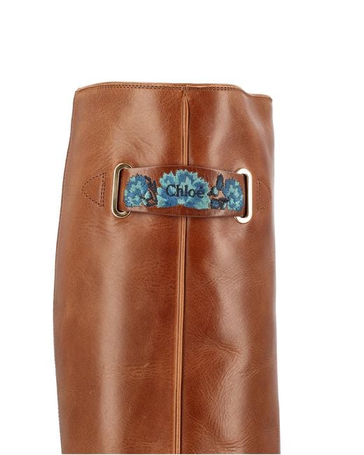 Chloé Brown Chloé Azelan Logo Detailed Boots