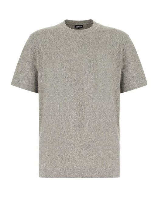 Zegna Gray Crew Neck T-Shirt for men