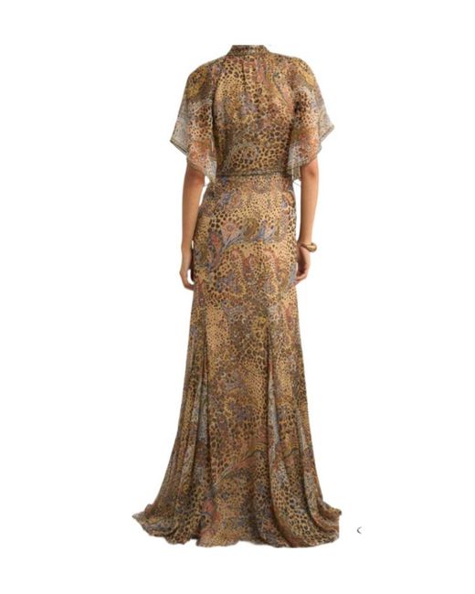 Etro Natural Lavalliere Paisley Maxi Dress