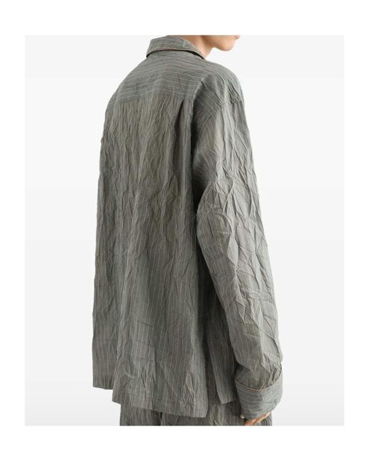 Dolce & Gabbana Gray Crinkled Stripe Shirt for men