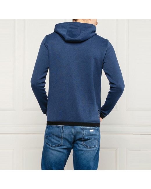EA7 Blue Logo Hooded Casual Coat for men
