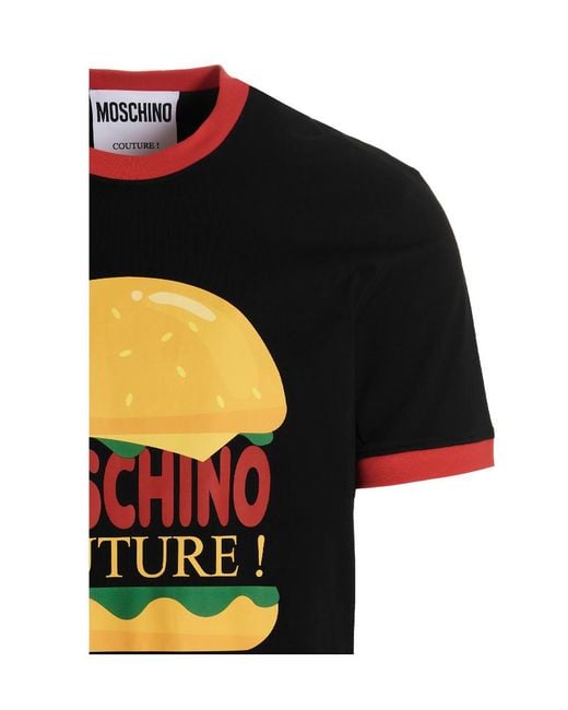 Moschino Black Graphic-Print Crew-Neck T-Shirt for men