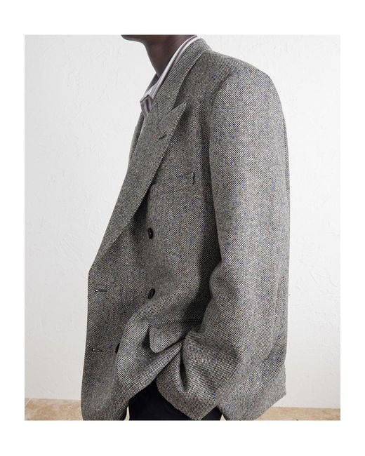 Dries Van Noten Gray Double-Breasted Blazer for men