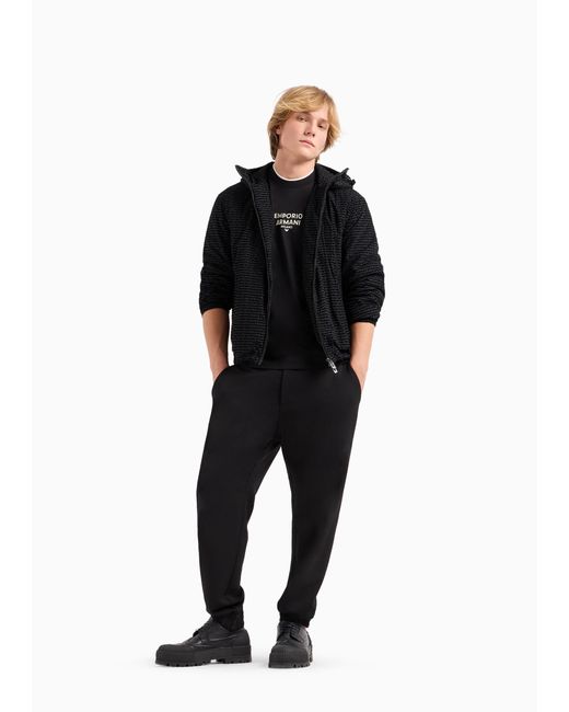 Emporio Armani Black Logo-Rubberised Crewneck T-Shirt for men