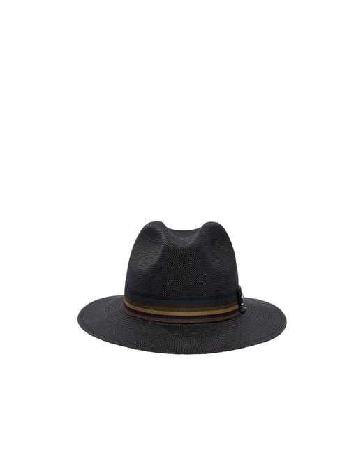 Max Mara Black Straw Panama Hat