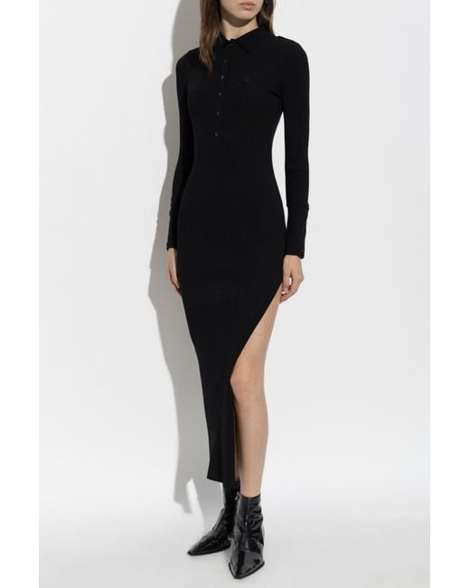 Courreges Black Long-Sleeved Dress