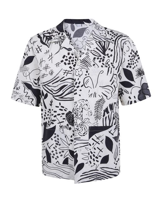 Aspesi White Animal-Print Cotton Short-Sleeve Shirt for men