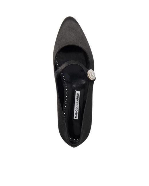Manolo Blahnik Black Crystal Embellished Ballet Flats