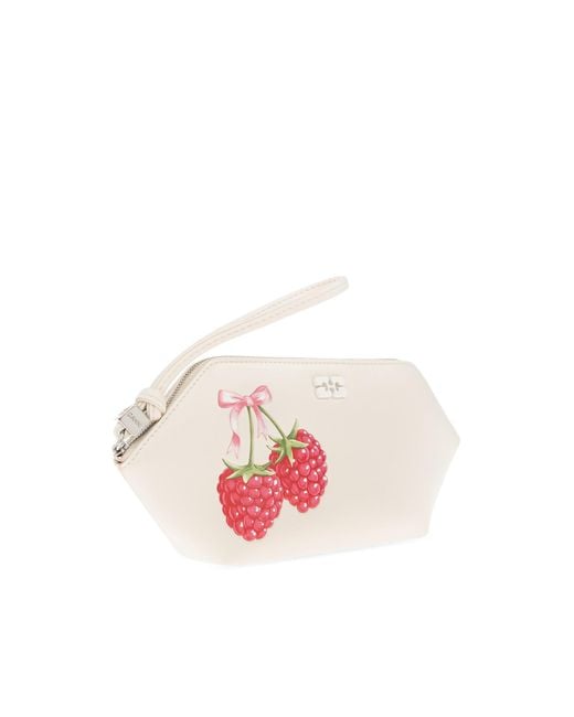 Ganni Pink Bou Printed Pouch Bag