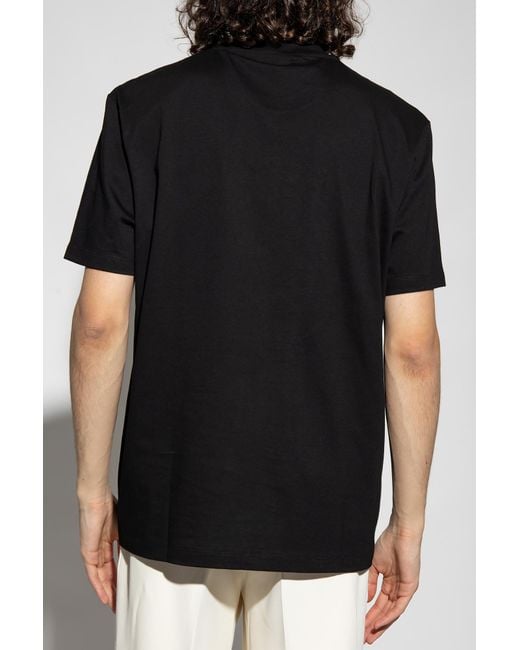 Versace Black Logo-Embroidered Crewneck T-Shirt for men