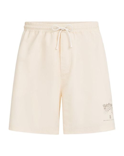Brunello Cucinelli White Swim Shorts for men