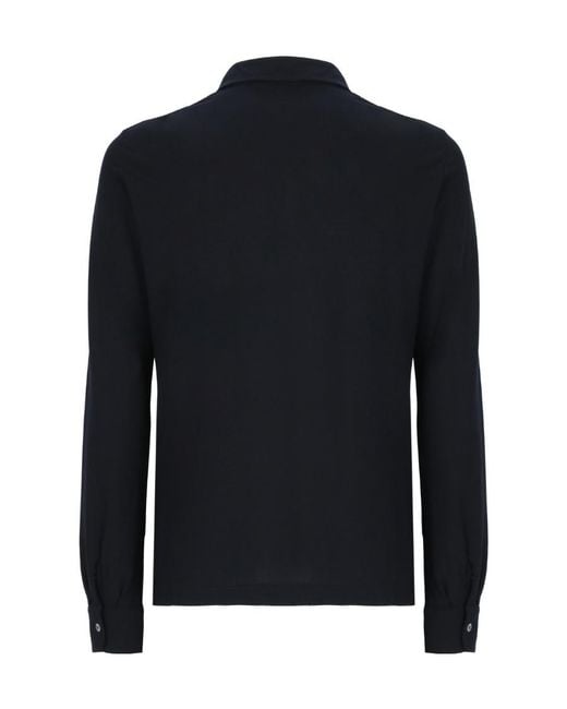 Zanone Blue Ice Button Detailed Long-Sleeved Polo Shirt for men