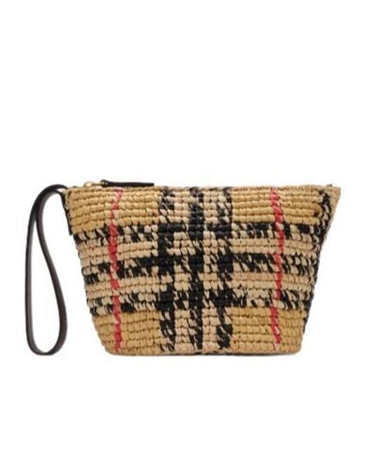Burberry White Margate Checked Pouch