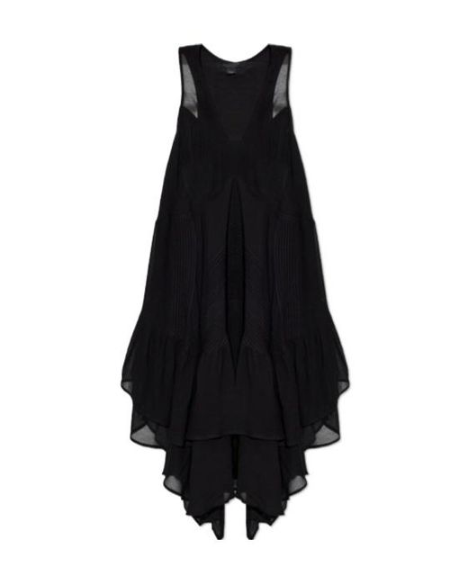 AllSaints Black Gretel Asymmetric Layered Midi Dress