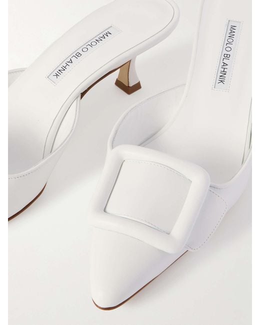 Manolo Blahnik White Pointed Toe Mules
