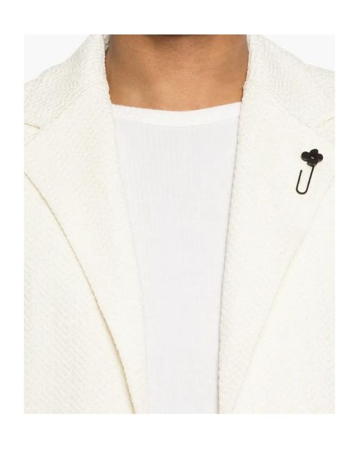 Lardini White Textured Single-Breasted Blazer for men
