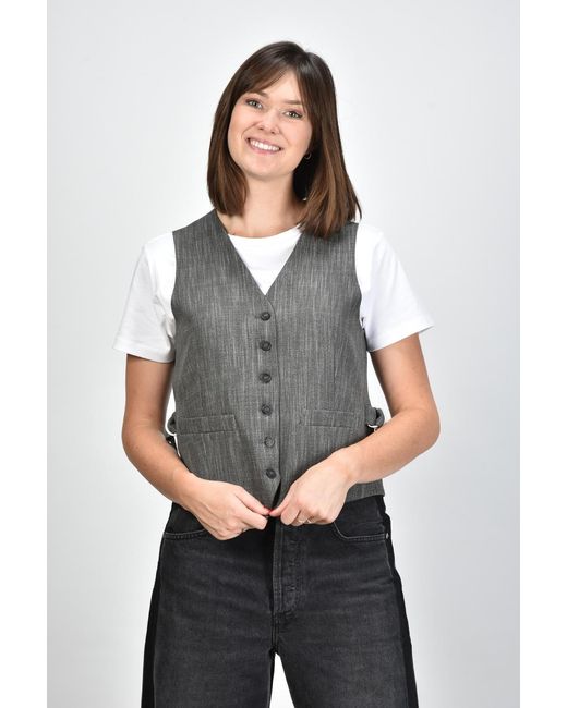 Golden Goose Deluxe Brand Gray V-Neck Slub Waistcoat