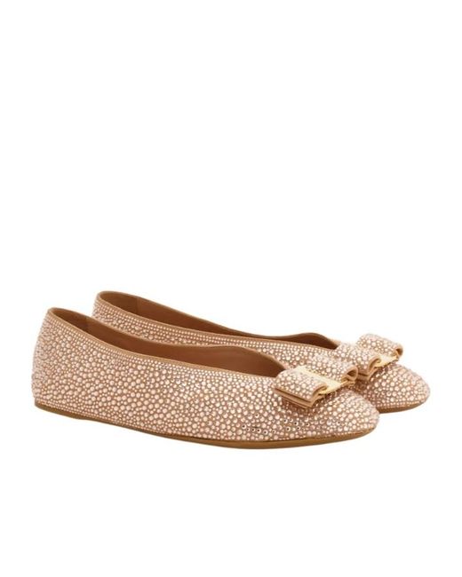 Ferragamo Natural Vara Bow Ballet Flats