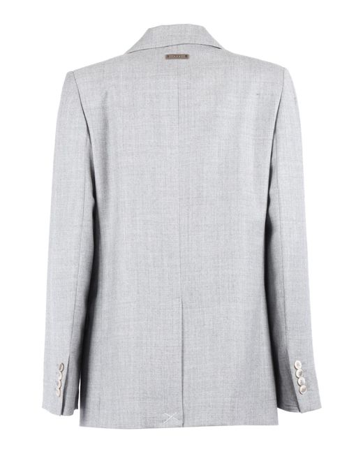 Peserico Gray Single-Button Jacket