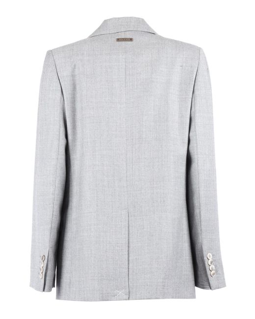 Peserico Gray Single-Button Casual Jacket
