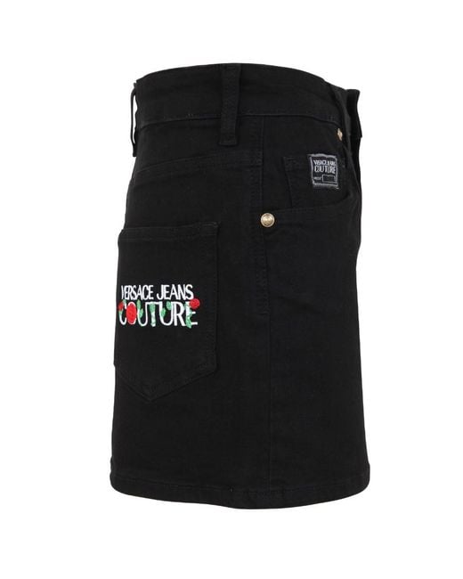 Versace Jeans Black Embroidered-Logo Mini Shorts