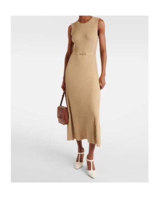 Gabriela Hearst Natural Wool And Cashmere Midi Dress