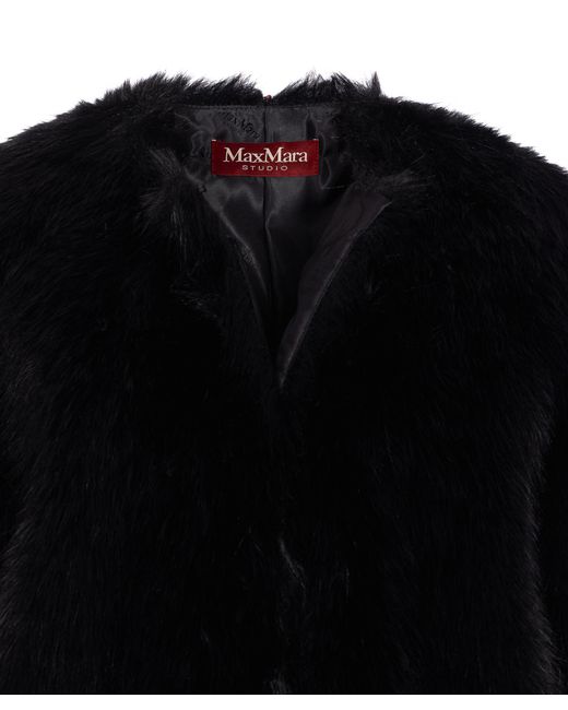 Max Mara Black Studio Eros Crewneck Long-Sleeved Coat