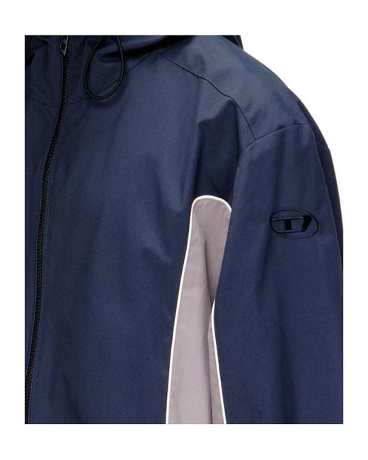 DIESEL Blue Hooded Jacket for men
