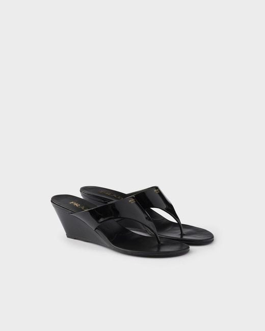 Prada Black Slip-On Thong Sandals