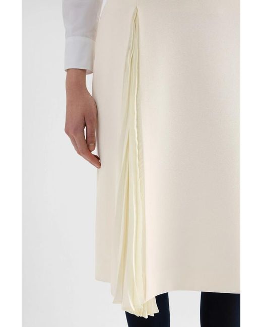 Jil Sander White Wool Sablé Pleated Skirt