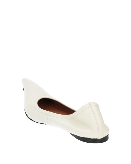 Marni White Leather Pointed-Toe Ballet Flats