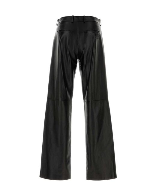 Fendi Black Straight-Leg Leather Trousers for men