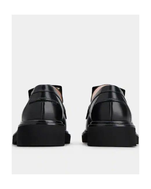 Roger Vivier Black Viv' Rangers Metal Buckle Loafers