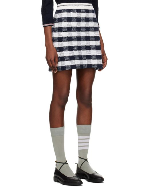 Thom Browne Blue Gingham-Check Jacquard Miniskirt