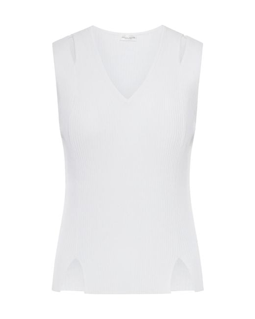 Roberto Collina White Smanicato Cut-Out Ribbed Top