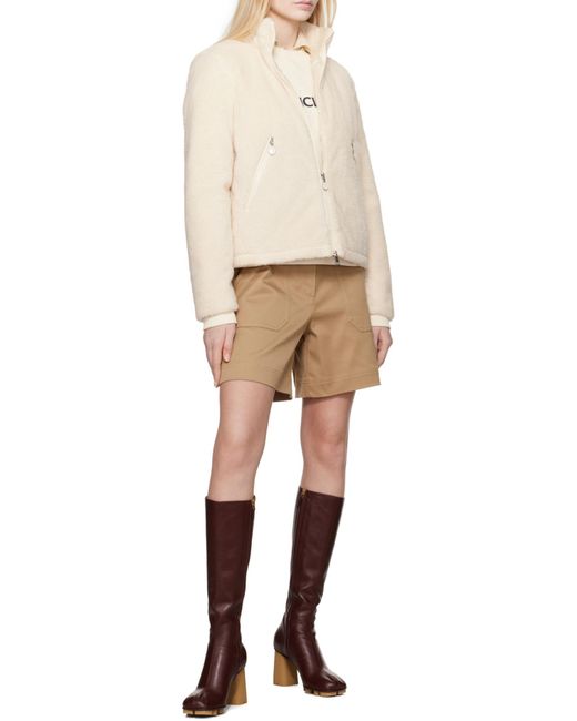 Moncler White Polignac Teddy Short Down Jacket