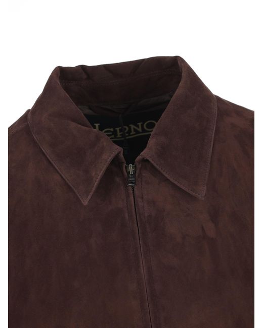Herno Brown Long-Sleeved Zipped Jacket for men