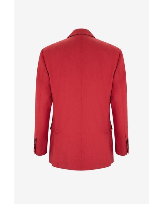 Brunello Cucinelli Red Single-Breasted Suit Jacket