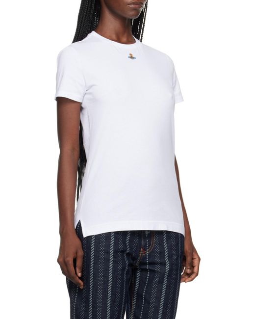 Vivienne Westwood White Orb Logo-Embroidered Crewneck T-Shirt for men