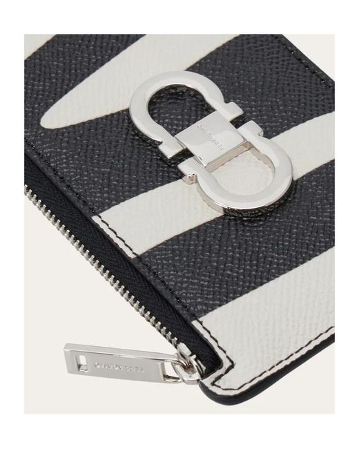Ferragamo White Zipper Card Holder