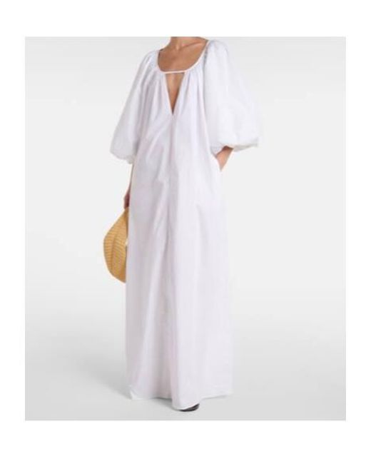 Adriana Degreas White Puff-Sleeve Maxi Dress