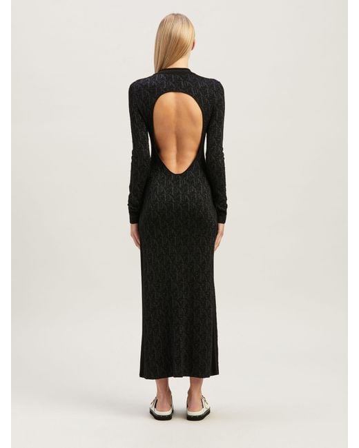 Palm Angels Black Monogram-Jacquard Dress