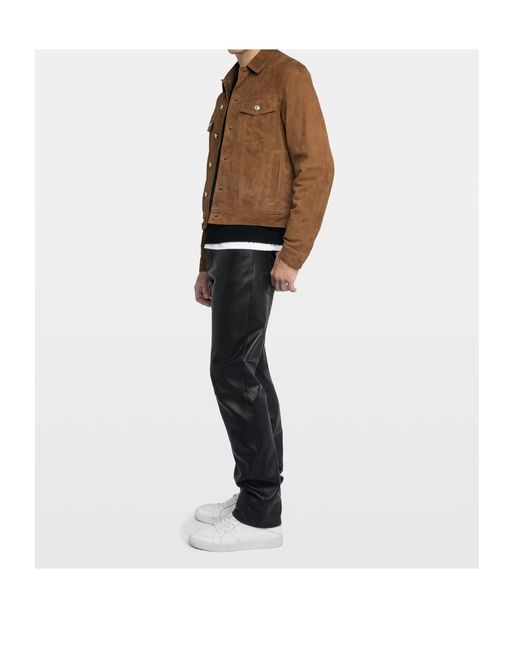 Zadig & Voltaire Brown Button-Fastening Suede Jacket for men