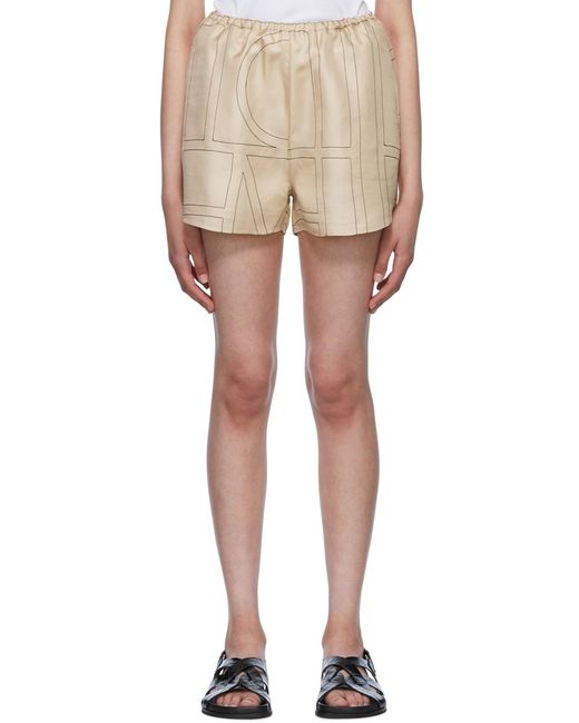 Totême Natural Totême Geometric Printed Elasticated Waistband Shorts