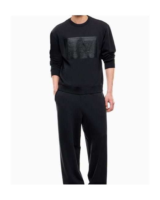 Emporio Armani Blue Logo-Patch Long-Sleeve Sweater for men