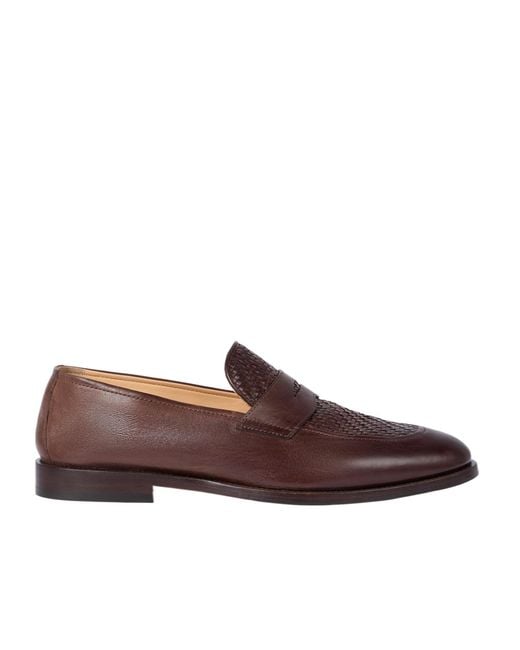 Brunello Cucinelli Brown Braided Penny Loafers for men